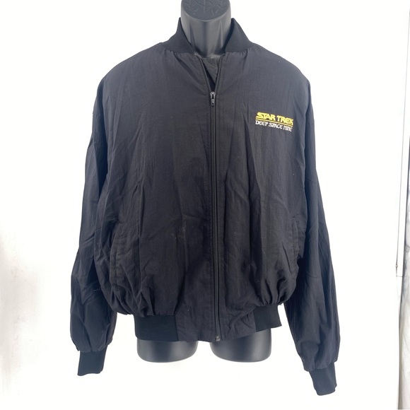 Vintage Star Wars Deep Space Nine Crew Jacket Embroidered Black Nylon Vintage XL - Picture 1 of 9
